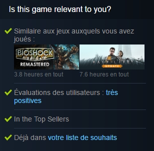 Steam - Indicateur Pertinence