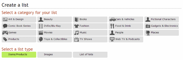 Listal - Cr&eacute;er une liste